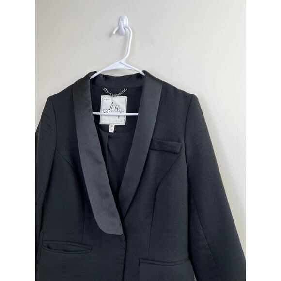 MILLY OF NEW YORK Black Wool Blazer Jacket Size 10 - Picture 4 of 8